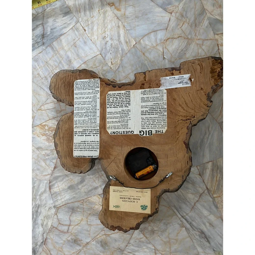 C. Rosencrans Wood Creations Vintage Live Edge Western Cowboy Wall Clock Signed